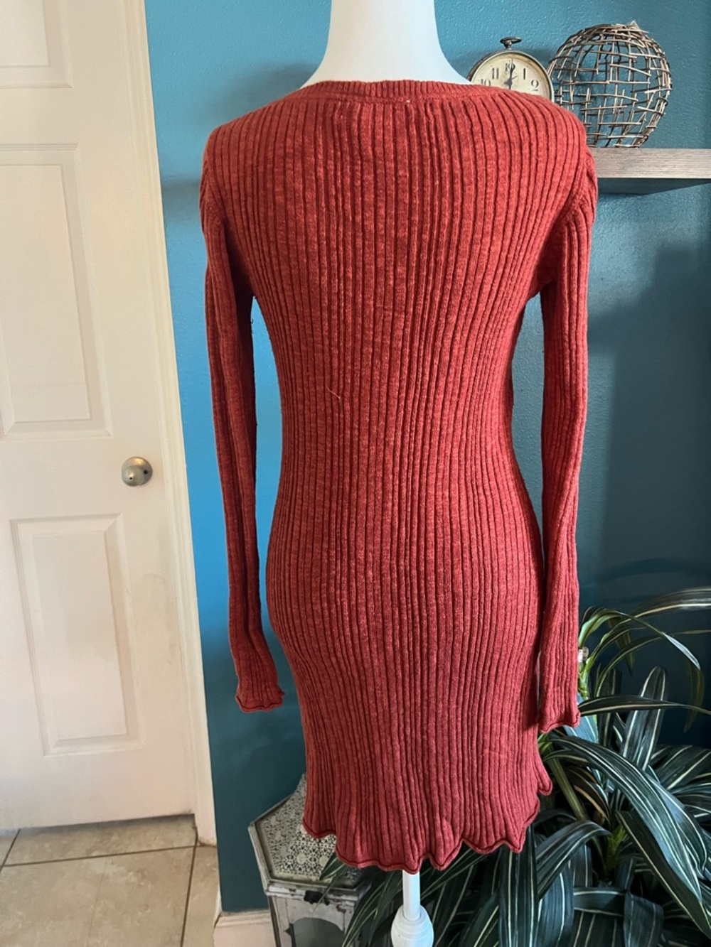 FP Beach Ribbed Button-Front Knit Dress in Rust - Picture 4 of 5